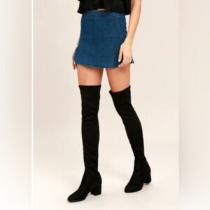 Steve Madden Black Over-the-Knee Boots with Chunky Heel